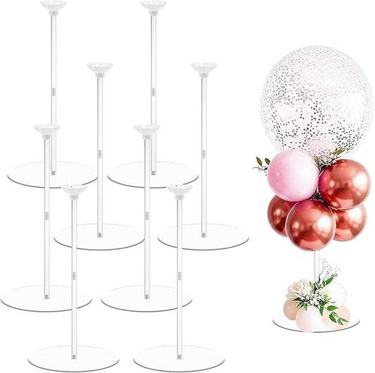 8 Pack Clear Acrylic Balloon Stands - 15.75 Inch Tabletop Display Stands with Non-Slip Base for Party, Wedding, Birthday Centerpiece Decor(Balloons Not Included)