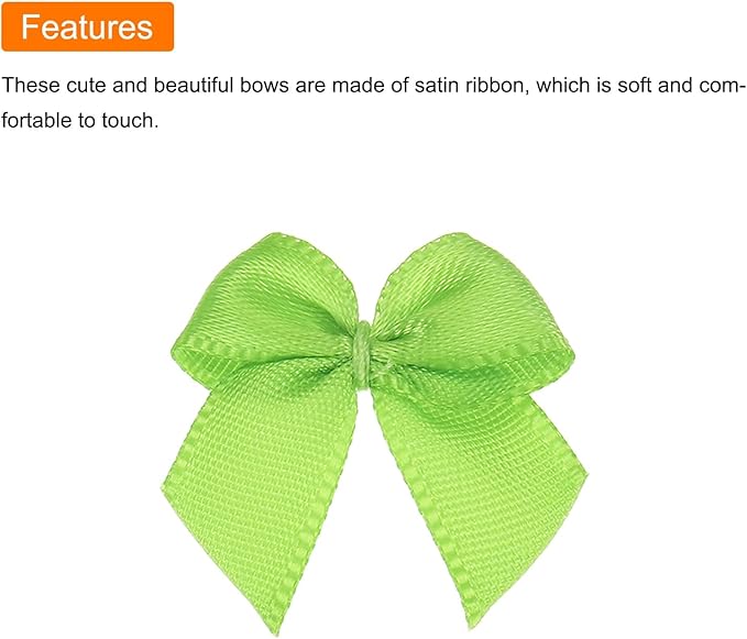 MECCANIXITY 50 Pcs Mini Ribbon Bow 1" Mini Fabric Satin Ribbon Flower Bows for Craft DIY Sewing Wedding Birthday Party Gift Wrap Bows Fruit Green