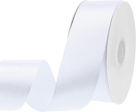 woric White Satin Ribbon 1 1/2 Inch 60 Yards White Wedding Decor Bows Ribbon for Corsage Wristlet Gift Wrapping Chair Bows Bride Shower Flower Bouquet Mothers Day