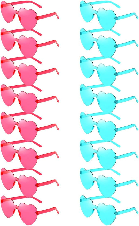 Matcheck 16 Heart Shaped Rimless Sunglasses Transparent Candy Colored Glasses Frameless Party Eyewear for Women