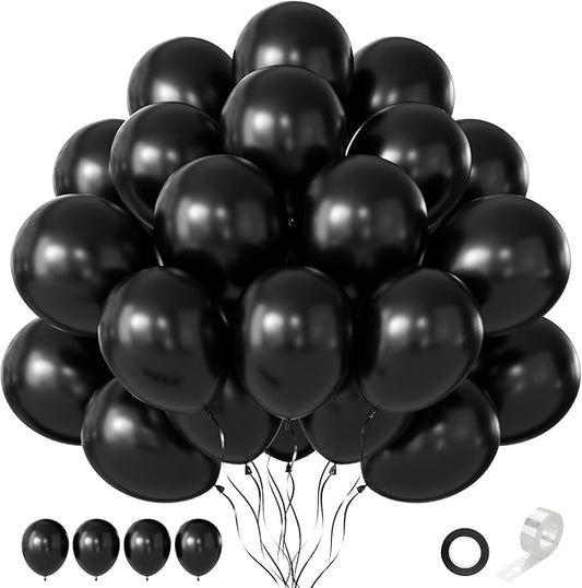 Black Balloons 60 PCS Black Balloons 12 inch Latex Balloon for Birthday Baby Shower Graduation Halloween New Year Anniversary Party Decorations