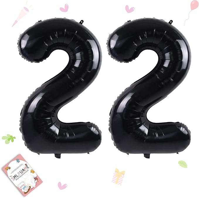 40 inch Number Balloon 0-9 Black Large Number 22 Balloons,Digital Balloons for Birthday Party Celebration Decorations Supplies, Helium Foil Number Balloons for Wedding Anniversary
