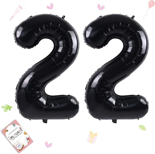 40 inch Number Balloon 0-9 Black Large Number 22 Balloons,Digital Balloons for Birthday Party Celebration Decorations Supplies, Helium Foil Number Balloons for Wedding Anniversary