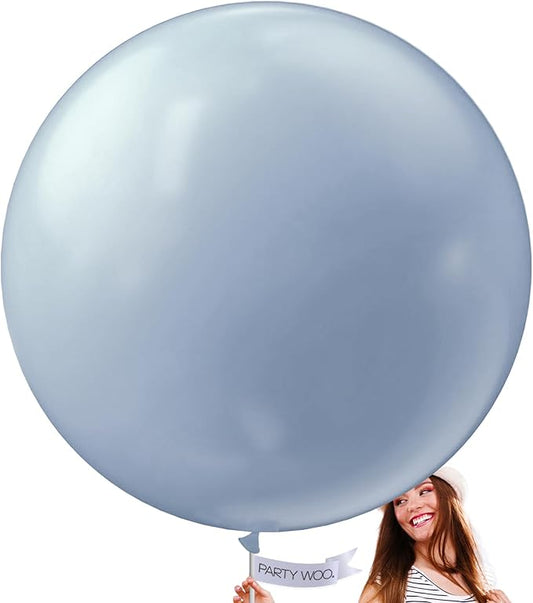 PartyWoo Dusty Blue Balloons 4pcs 36 Inch Slate Blue Boho Neutral Latex Helium Balloons for Baby Shower Wedding Graduation Anniversary Retirement Cat Tornado Birthday Party Decorations Blue-F51