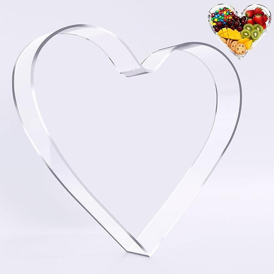 Ledido 10’’ Acrylic Letter Charcuterie Board Box, Reusable Fillable Serving Tray for Candy Cake Fruit Snack, Easy-Clean Acrylic Charcuterie Tray for Birthday Anniversary Party Decorations, Heart