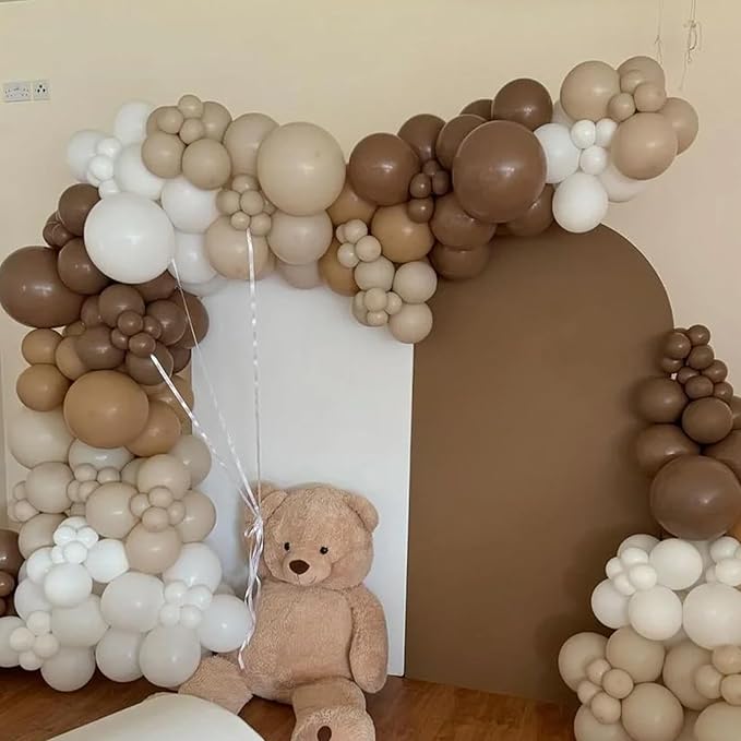 Voircoloria 130pcs Brown Balloons Different Sizes 18" 12" 10" 5" Dark Brown Party Latex Balloons for Birthday Baby Shower Gender Reveal Graduation Wedding Anniversary Party Decorations