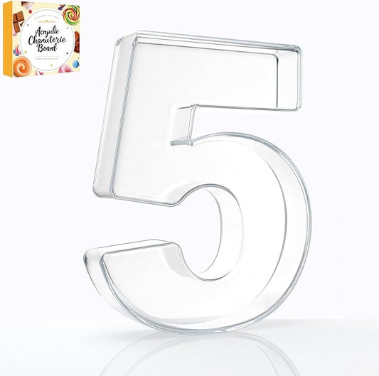 10" Acrylic Charcuterie Letters Fillable Tray, Reusable Alphabet Number Shaped Serving Plates for Charcuterie Board, Display Fruit, Candy, Cake, Party Decor, Birthday, Anniversary（5）