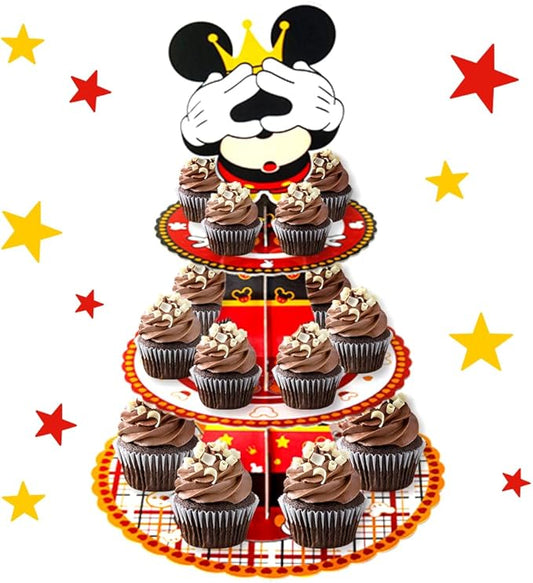 Mouse Head 3-Tier Cupcake Stand Party Favors Dessert Tower Cupcake Holder for Birthday Baby Shower Party Decorations