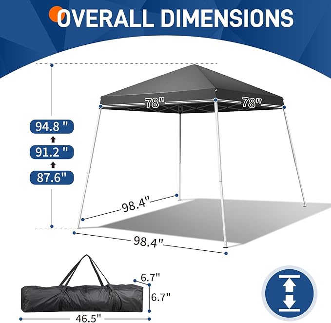 Outvita Canopy 6x6' Pop Up Commercial Instant Gazebo Tent, Waterproof & UV Protection Canopy Tent with Slant Legs for Party Wedding Birthday BBQ Events