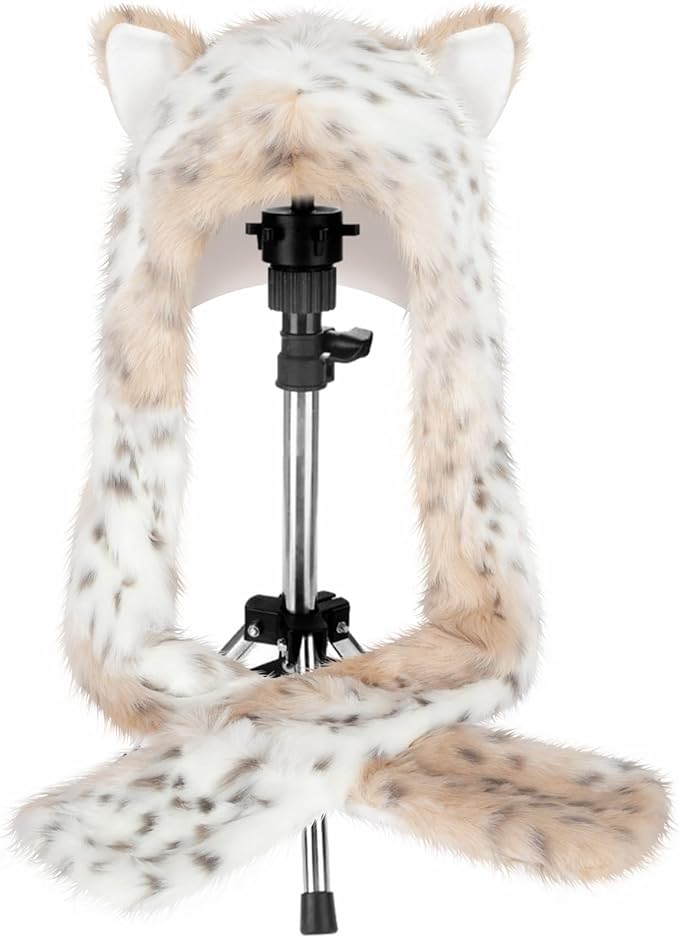 ShellKingdom Plush Novelty Animal Hat,3 in 1 Function Faux Fur Full Animal Hood Hat Winter Warmer Cap