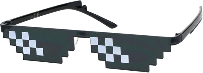 Flat Top Narrow Cat Eye Pixel Funky Party Shade Rimless Shield Sunglasses Black