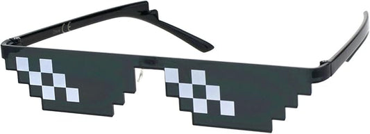 Flat Top Narrow Cat Eye Pixel Funky Party Shade Rimless Shield Sunglasses Black