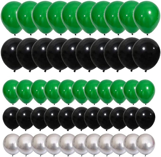 Green, Black, Metallic Silver Balloon Arch Garland Kit - Forest Green Black Balloons Football Birthday Decorations for Jungle Baby Shower Graduation Video Game Birthday Party Decorations