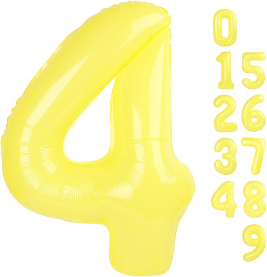 40 Inch Large Numbers Balloon, 4 Yellow Ballon for 4th 14 40 44 Birthday Party, Balloon 4 Number for Graduations Wedding Supplies