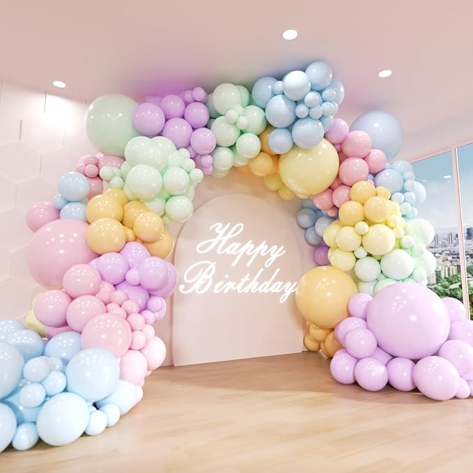Pastel Rainbow Balloon Arch Kit, 162Pcs Macaron Assorted Colorful Party Balloon Garland Kit for Baby Shower, Wedding, Engagements, Birthday, Gender Reveal, Anniversary, Easter Decorations