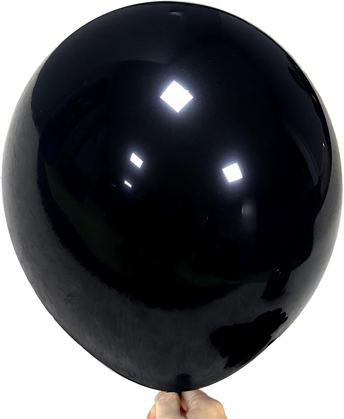 Firomi Black Balloons 18-inch 12 Pack Large Thicken Helium Big Black Latex Balloon Round for Wedding Birthday Party (with 1 Ribbon)