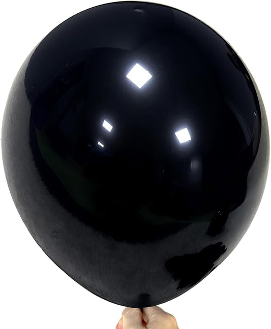 Firomi Black Balloons 18-inch 12 Pack Large Thicken Helium Big Black Latex Balloon Round for Wedding Birthday Party (with 1 Ribbon)