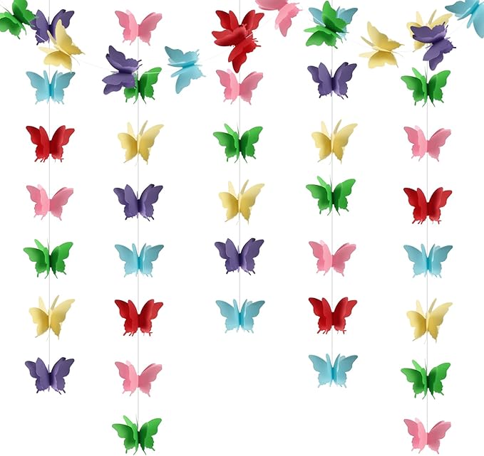 Butterfly Decorations, Butterfly Birthday Decorations for Wedding Baby Shower Birthday Party Decorations Rainbow Pack of 4, 10001