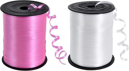 TONIFUL 500 Yards Curling Ribbon-Balloon Ribbon-Balloon String for Art&Craft Decor,Gift Wrapping,Ribbons and Bows for Christmas New Year Birthday Gifts Graduation Supplies (Pink and White)
