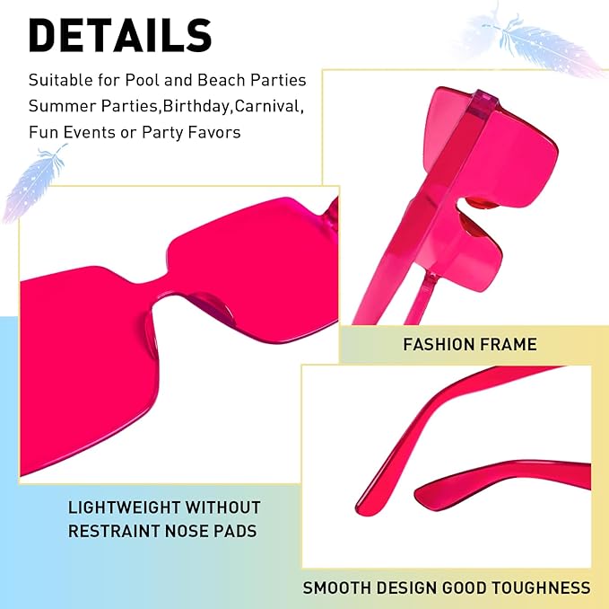 10/20 Pack Star/Heart Shape/Round/Butterfly/Cat Eye/Rectangle/Fire Rimless Tinted Party Sunglasses Color Glasses