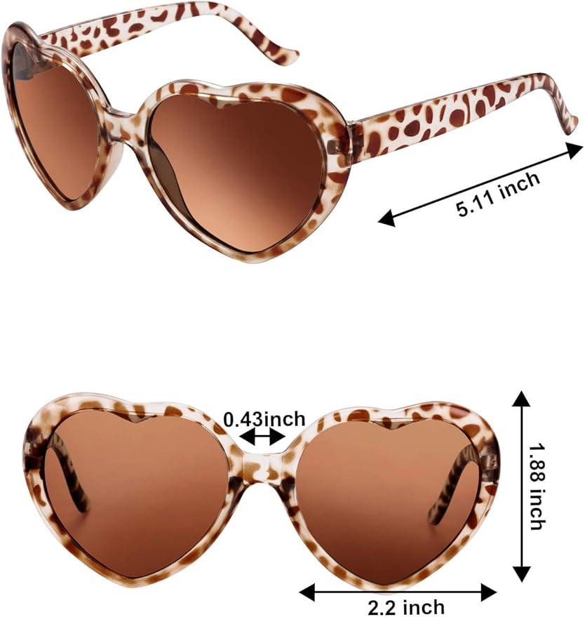 Blulu 12 Pieces Neon Colors Heart Shape Sunglasses for Women Party Favors and Festival