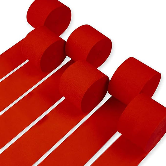 PartyWoo Red Crepe Paper Streamers 6 Rolls 492 ft Pack of Red Crepe Paper for Graduation Christmas Valentine's Day Independence Day Wedding Birthday Party Decorations (1.8 Inch x 82 Ft/Roll), Red-01