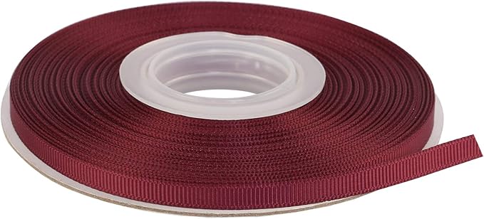 Ribbonitlux 1/4" Wide Solid Grosgrain Ribbon 25 Yards (277-Burgundy）, Set for Gift Wrapping, Party Decor, Sewing Applications, Wedding and Craft