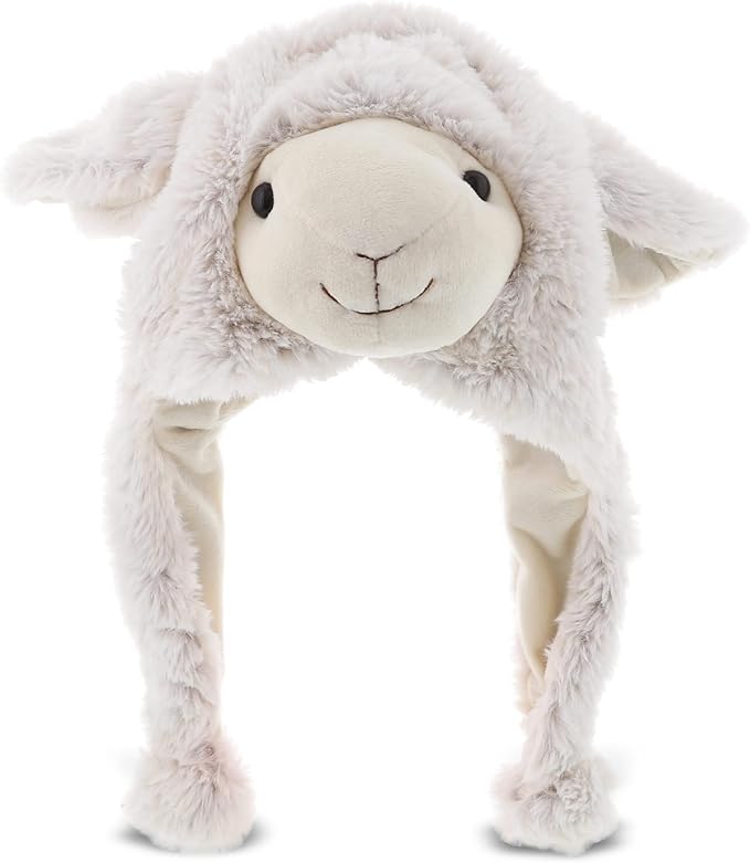 DolliBu Plush Hat – Super Soft Fleece Stuffed Animal Beanie with Ear Flaps, Cozy Warm Winter Hat for Kids – One Size