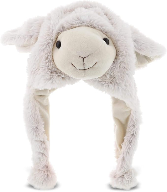 DolliBu Plush Hat – Super Soft Fleece Stuffed Animal Beanie with Ear Flaps, Cozy Warm Winter Hat for Kids – One Size