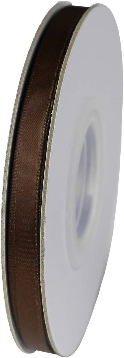 ITIsparkle 1/4" Inch Double Faced Satin Ribbon 50 Yards-Roll Set for Gift Wrapping Scrap Books Party Favor Hair Braids Baby Shower Decoration Floral Arrangement Craft Supplies, Brown Ribbon
