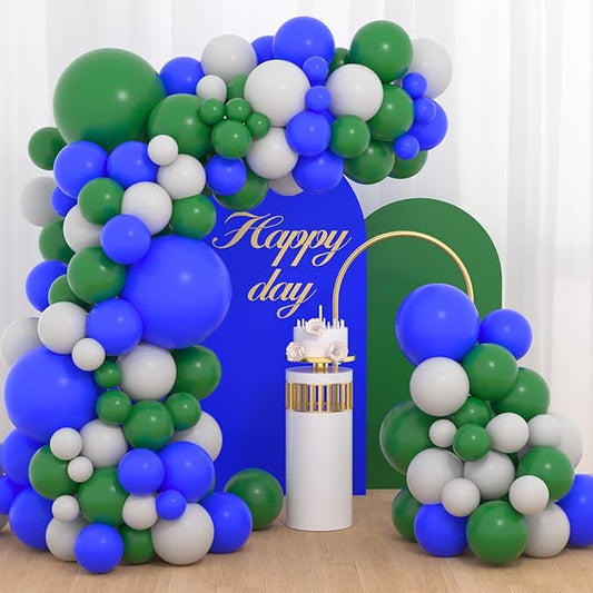 Blue Green Balloon Garland Arch Kit - Dark Green Blue Balloon Arch Dark Green Balloons Gray Balloons for Earth Golf Jungle Safari Birthday Wedding Baby Shower Graduation Party Decorations