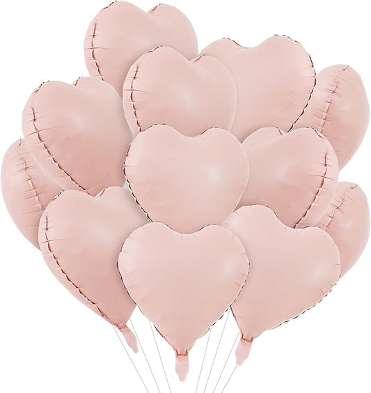 TONIFUL 30Pcs 18 Inch Pastel Pink Balloons Macaron Pink Heart Shape Foil Mylar Banners Decoration for Birthday Valentine's Day Wedding Bridal Shower Anniversary Engagement Party Supplies