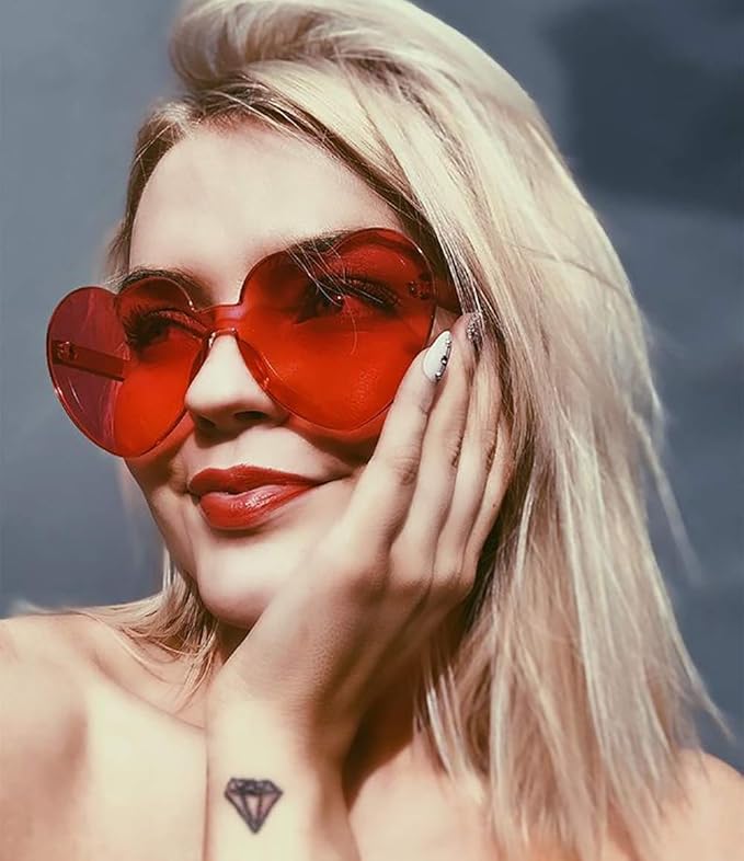 10/20 Pack Star/Heart Shape/Round/Butterfly/Cat Eye/Rectangle/Fire Rimless Tinted Party Sunglasses Color Glasses