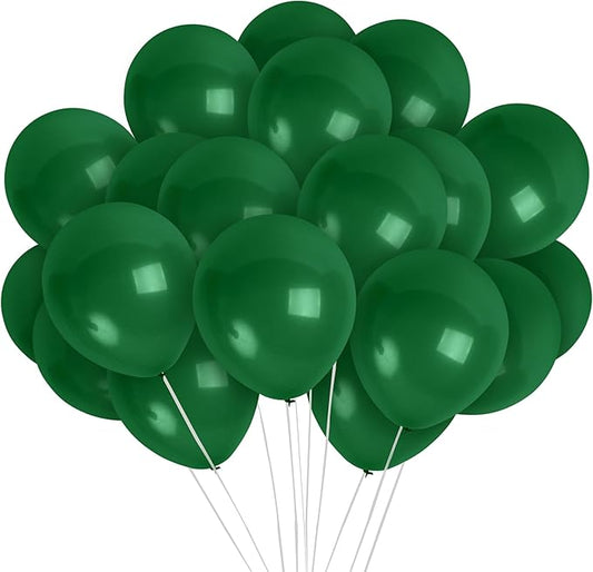 Treasured Gifted Matte Pine Balloons - Dark, Emerald, Hunter, Forest Green - Latex 12 Inch, Large - 100 Balloons