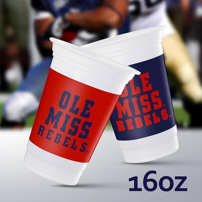 Westrick Ole Miss Rebels 16oz Plastic Cups, 16 Pack – Officially Licensed University of Mississippi Disposable Party Cups with Logo – Tailgating, Game Day, Graduation Parties & Fan Celebrations