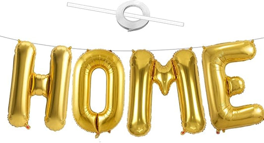 40 Inch Gold HOME Balloon Letters, HOME Letter Balloon for Housewarming Party Decorations, Large Metallic Gold New Home Welcome Balloons Banner for House Warming, Homecoming Party Decor