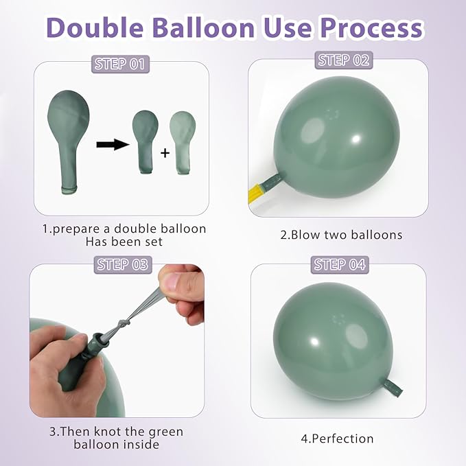 Dusty Green Pink Purple Balloons Arch Kit, Double Stuffed Pastel Balloons Dusty Pink Mist Green Ivory Lavender Balloon for Birthday Party Wedding Wildflower Flower Butterfly Decorations