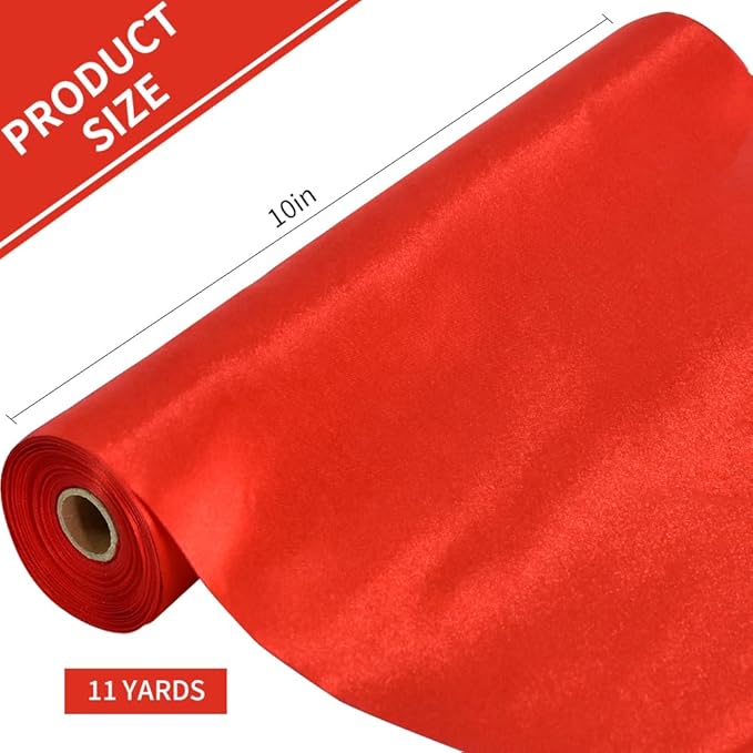 TONIFUL 10 Inch X 11yds Red Satin Ribbon - Extra Wide Christmas Ribbon for Outdoor Use, Grand Opening Ceremony, Wedding Decoration
