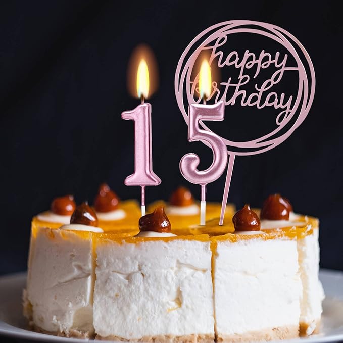 10-Piece Number Candles - Rose Gold, Glitter Cake Toppers for Wedding or Birthday Cakes