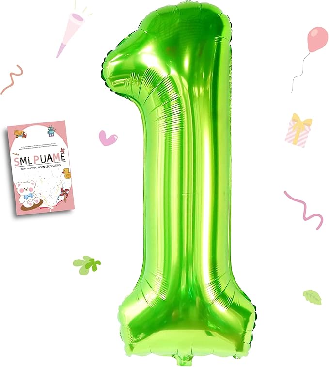 40 inch Number Balloon 0-9 Green Large Number 1 Balloons,Digital Balloons for Birthday Party Celebration Decorations Supplies, Helium Foil Number Balloons for Wedding Anniversary