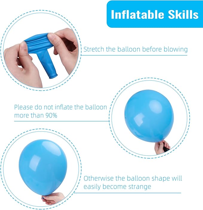 RUBFAC Light Blue Balloons 129pcs Different Sizes 18 12 10 5 Inch for Garland Arch, Sky Blue Balloon for Graduation Birthday Gender Reveal Baby Shower Party Decoration