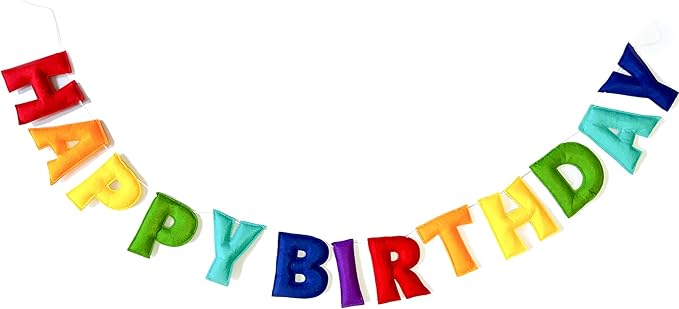 Pre-Strung Happy Birthday Banner - Felt Ball Garland, Rainbow Party Decorations, HAPPY BIRTHDAY Garland, Personalized Birthday Sign for Birthday Decor, Party Decor, Photo Prop (Rainbow Themed Happy Birthday Banner)