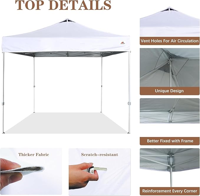 SCOCANOPY Commercial 10x10 Pop Up Canopy Replacement Cover Top with Air Vent,Canopy Cover ONLY, (Light Grey)