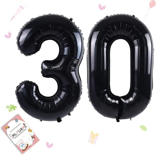 40 inch Number Balloon 0-9 Black Large Number 30 Balloons,Digital Balloons for Birthday Party Celebration Decorations Supplies, Helium Foil Number Balloons for Wedding Anniversary