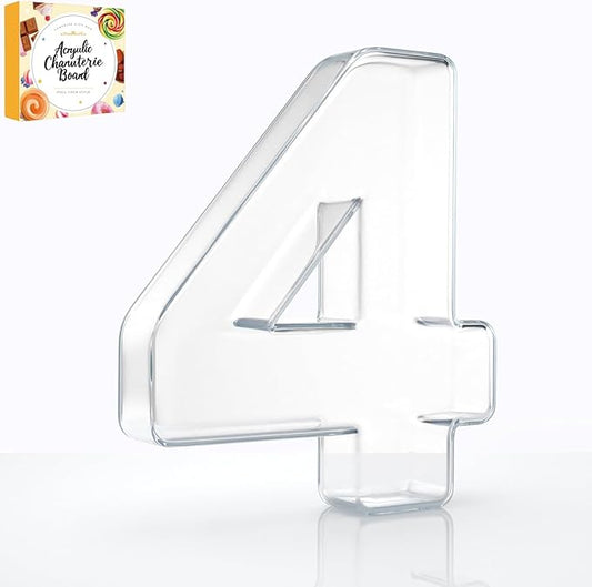 10" Acrylic Charcuterie Letters Fillable Tray, Reusable Alphabet Number Shaped Serving Plates for Charcuterie Board, Display Fruit, Candy, Cake, Party Decor, Birthday, Anniversary（4）