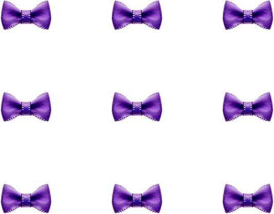 Tupalizy Mini Satin Ribbon Bows Small Craft Sewing Fabric Bows for Christmas Decoration Bow Ties Scrapbook Gift Bags Boxes Greeting Invitation Cards Wedding Party Favor, 20x10mm, 50PCS (Dark Purple)