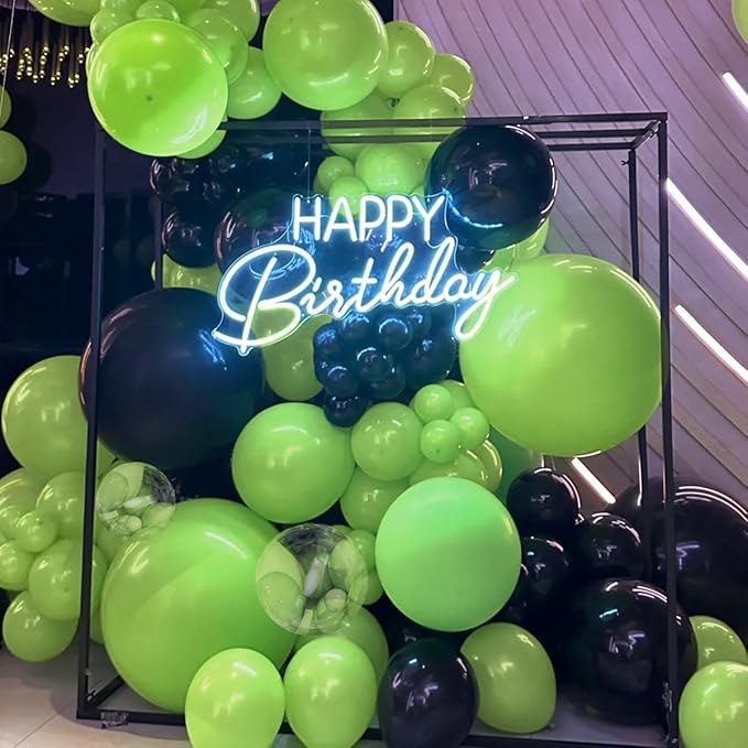 Green and Black Balloon Arch Kit, 151Pcs Lime Green Black Bobo Balloons Garland 18 12 10 5 inch for Birthday, Graduation, Baby Shower, Wedding, Anniversary, Holiday Party Decoration