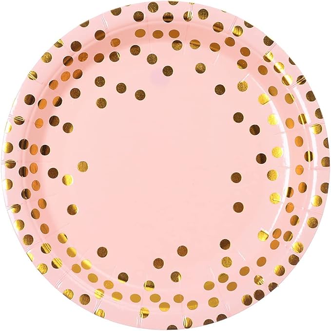 200 Pieces Pink Party Supplies - Pink Paper Plates & Napkins Cups Serves 25 Sets for Wedding Bridal Shower Engagement Birthday Parties (Pink)