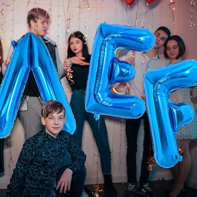 TONIFUL 40 Inch Large Blue Letter V Giant Alphabet Letter Balloons,Foil Mylar Big Balloons for 2026 Graduation Birthday Party Anniversary New Year Graduation Supplies Decorations