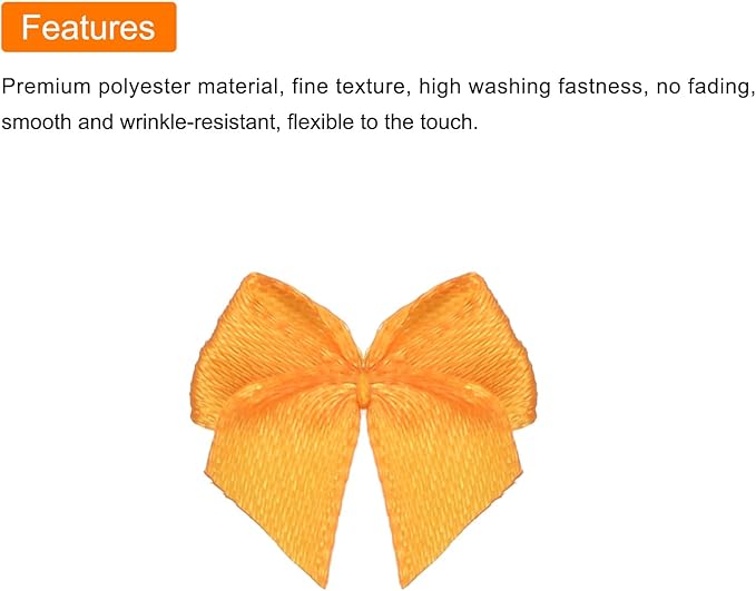 MECCANIXITY 50Pcs Mini Ribbon Bow 1" Mini Fabric Satin Ribbon Flower Bows for Craft DIY Sewing Wedding Birthday Party Orange
